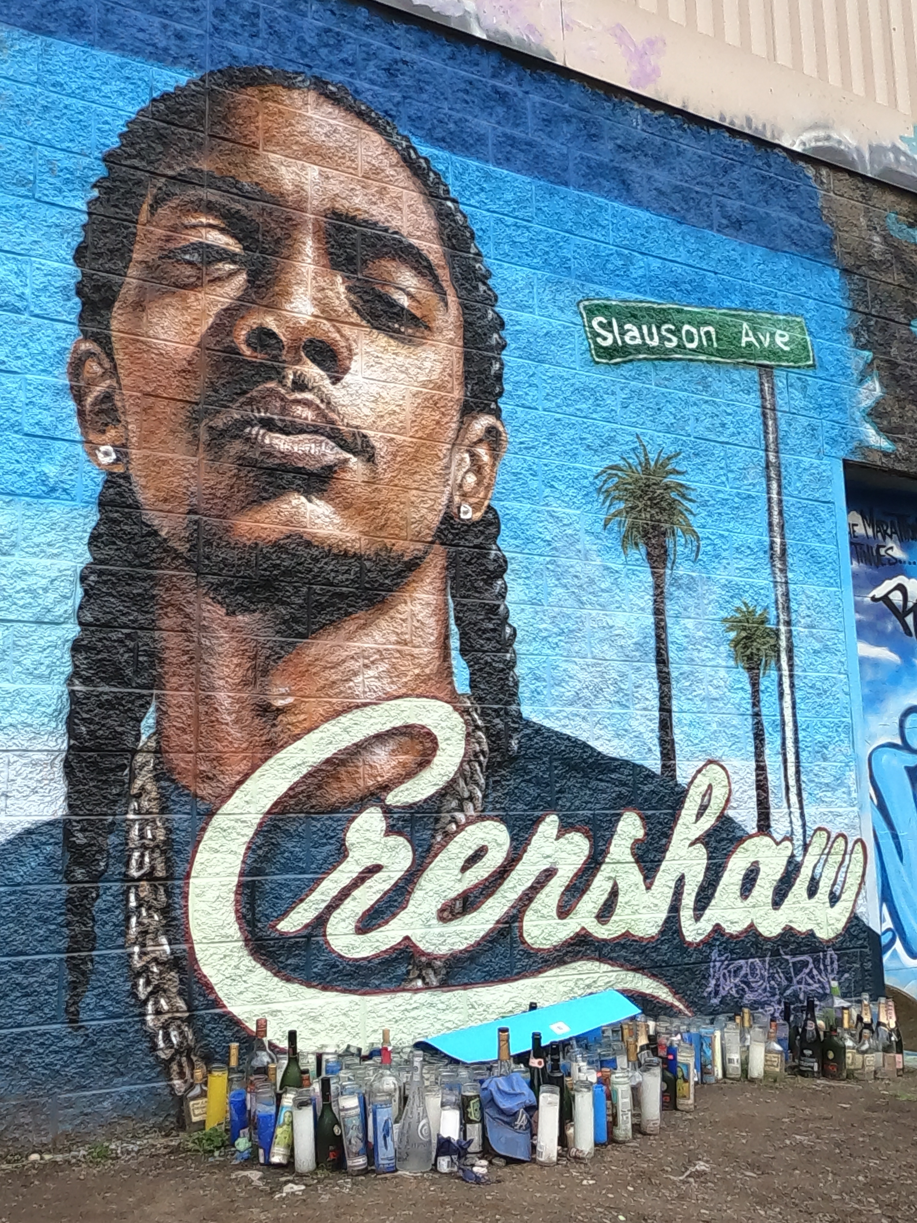 Grafitti portrait with bottles